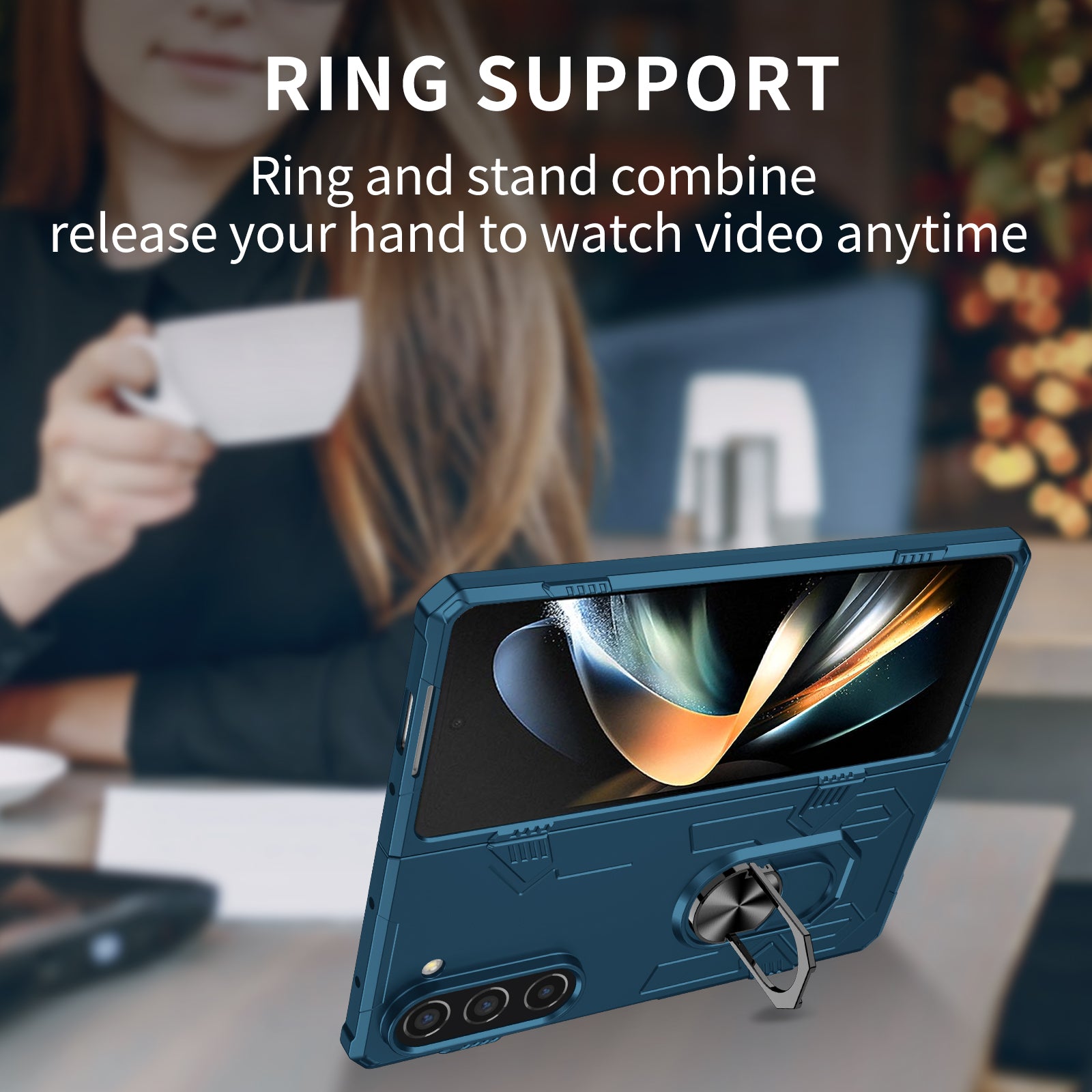 For Samsung Galaxy Z Fold5 5G Ring Kickstand Phone Case Hard PC Anti-drop Cover Support Magnetic Car Mount For Samsung Galaxy Z Fold5 5G Ring Kickstand Phone Case Hard PC Anti-drop Cover Support Magnetic Car Mount